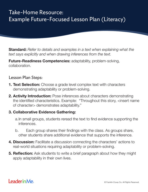 Take Home Resource Future Focused Lesson Plan