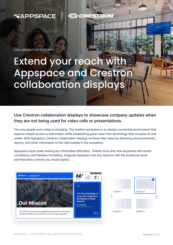 Appspace + Crestron Collaboration Displays