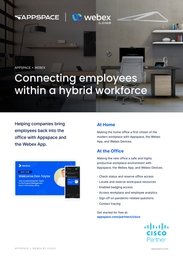 Appspace + Webex: Connecting Employees Within a Hybrid Workforce