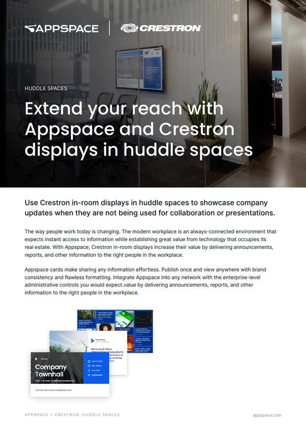 Appspace + Crestron Huddle Spaces