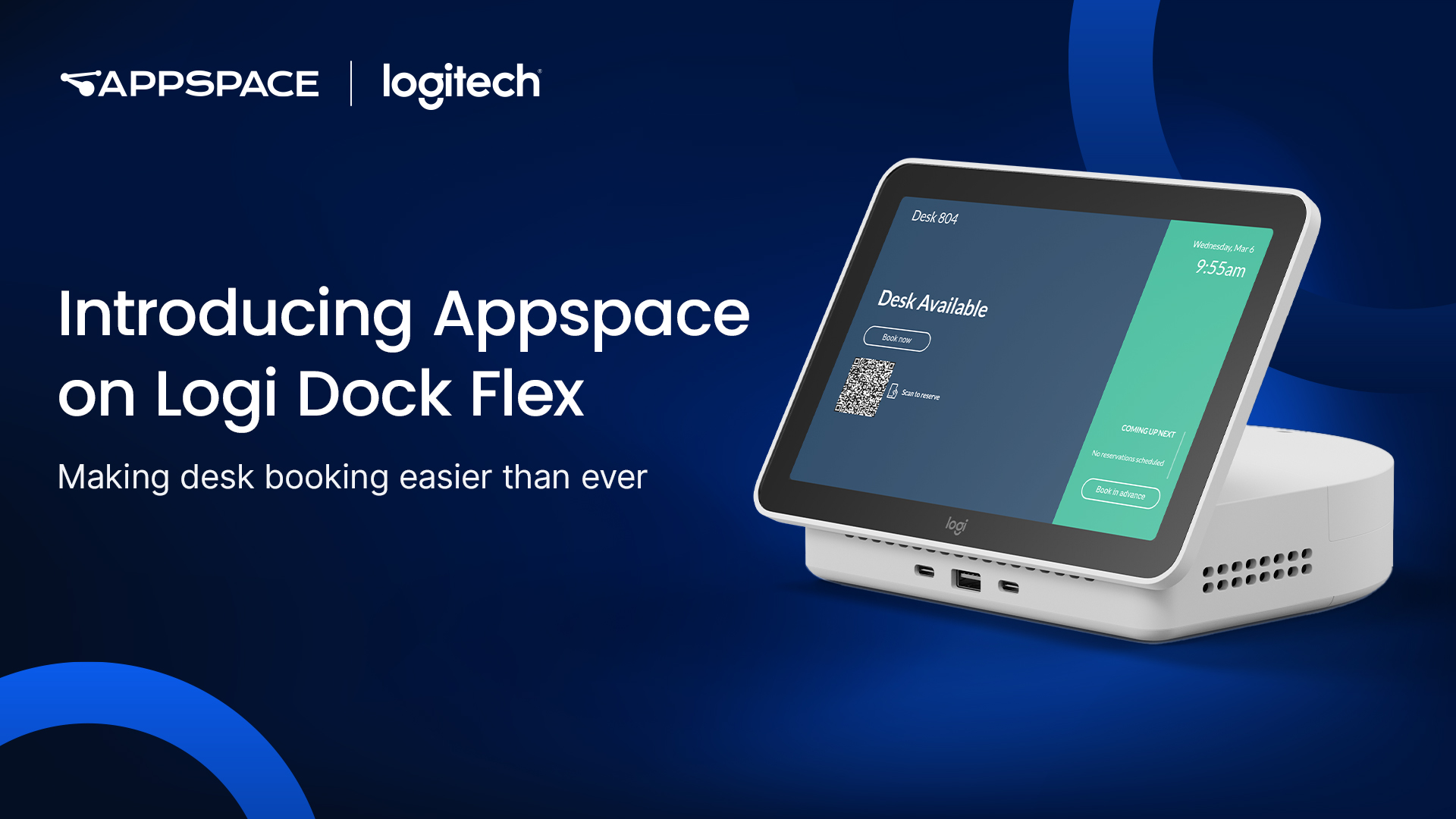 Desk booking just got easier: Appspace is now available on Logi Dock Flex