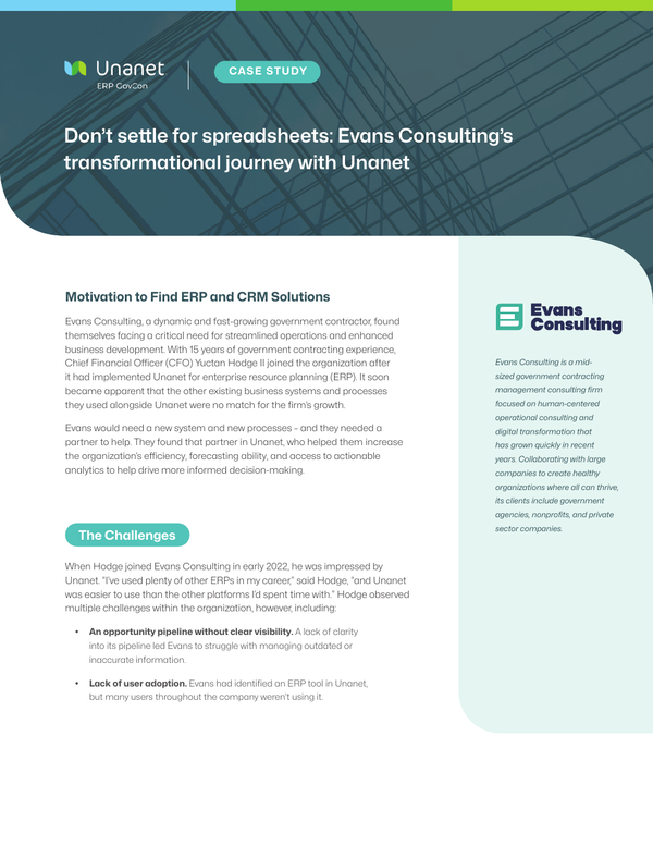 Don’t settle for spreadsheets: Evans Consulting’s transformational journey with Unanet