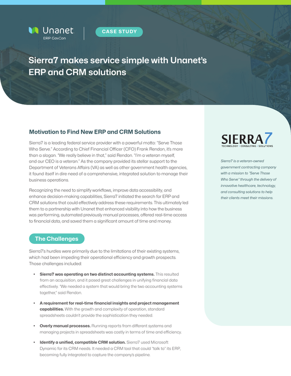 Sierra7 makes service simple with Unanet's ERP and CRM Solutions