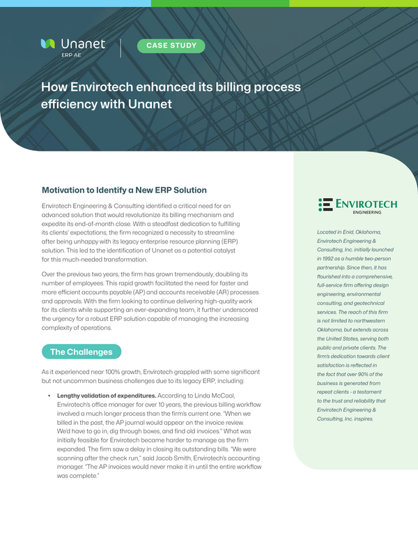 How Envirotech enhanced its billing process efficiency with Unanet