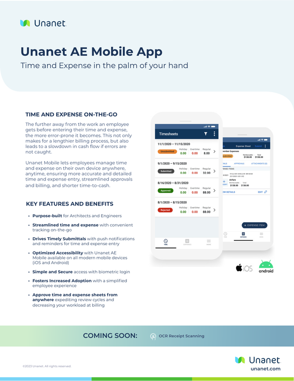 Unanet AE Mobile App Time and Expense in the palm of your hand