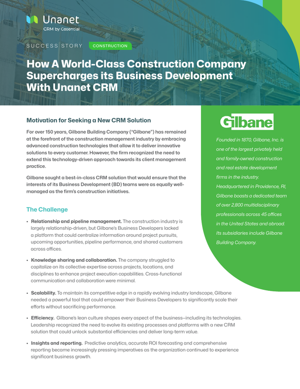 How A World-Class Construction Company Supercharges its Business Development With Unanet CRM