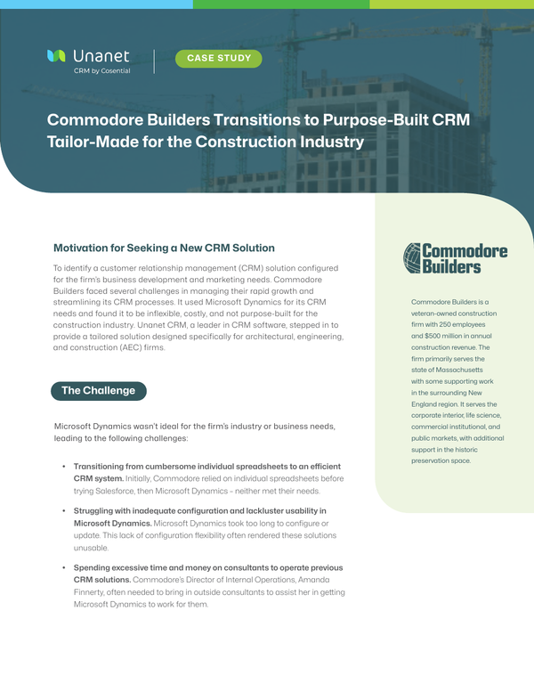 Commodore Builders Transitions to Purpose-Built CRM Tailor-Made for the Construction Industry