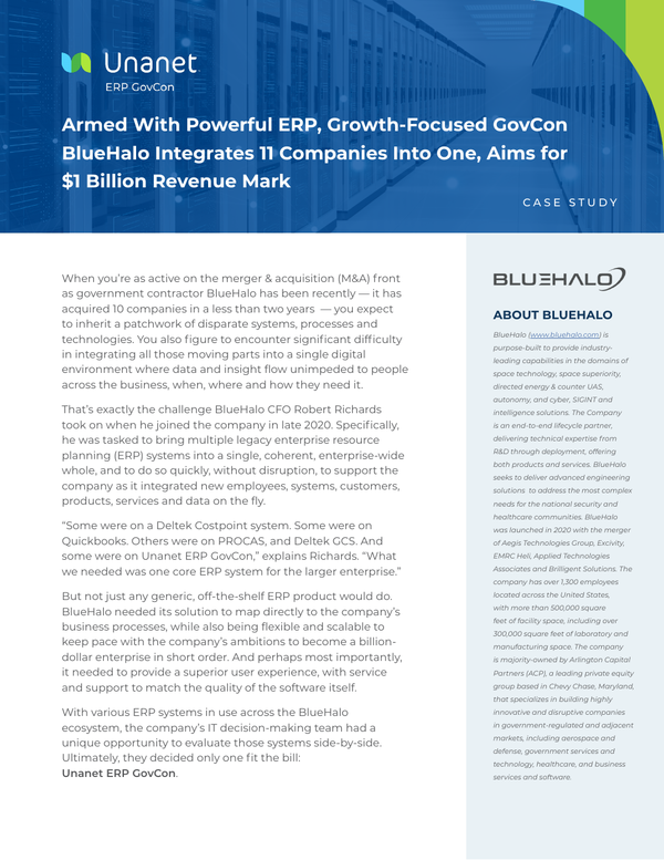 Armed With Powerful ERP, Growth-Focused GovCon BlueHalo Integrates 11 Companies Into One, Aims for $1 Billion Revenue Mark