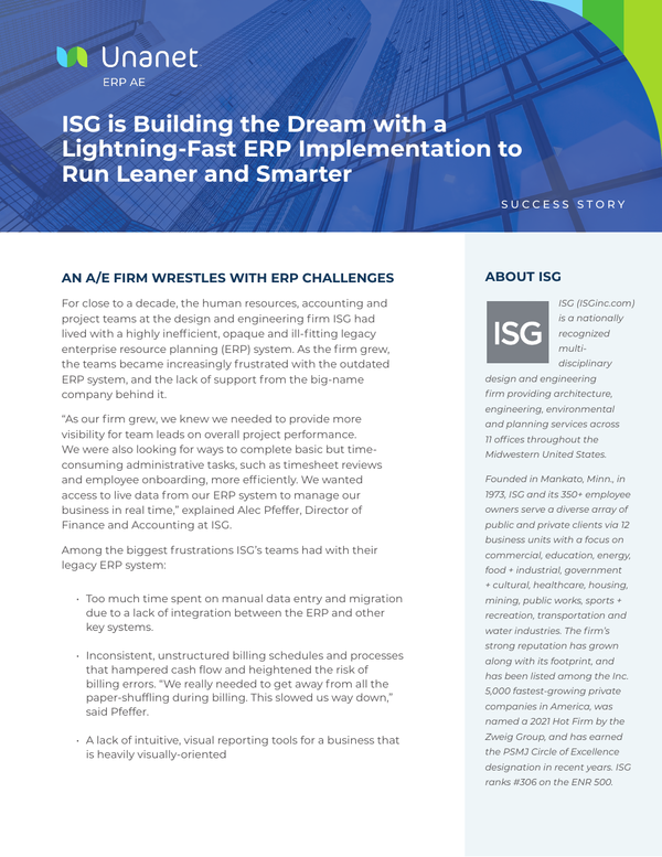 ISG is Building the Dream with a Lightning-Fast ERP Implementation to Run Leaner and Smarter