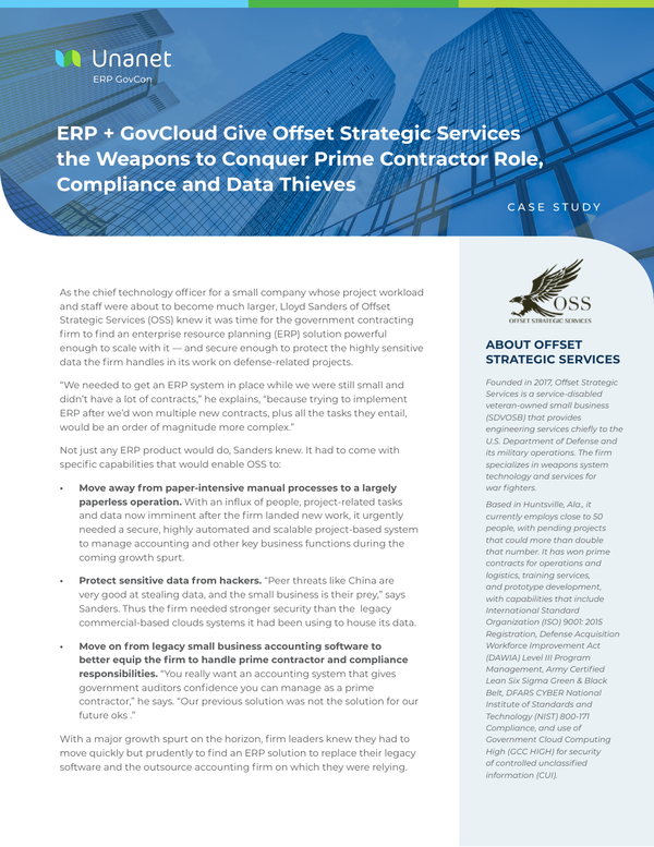 ERP + GovCloud Give Offset Strategic Services the Weapons to Conquer Prime Contractor Role, Compliance and Data Thieves