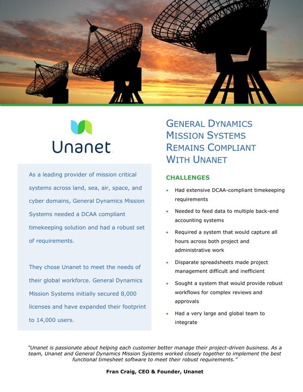 General Dynamics Mission Systems Remains Compliant with Unanet