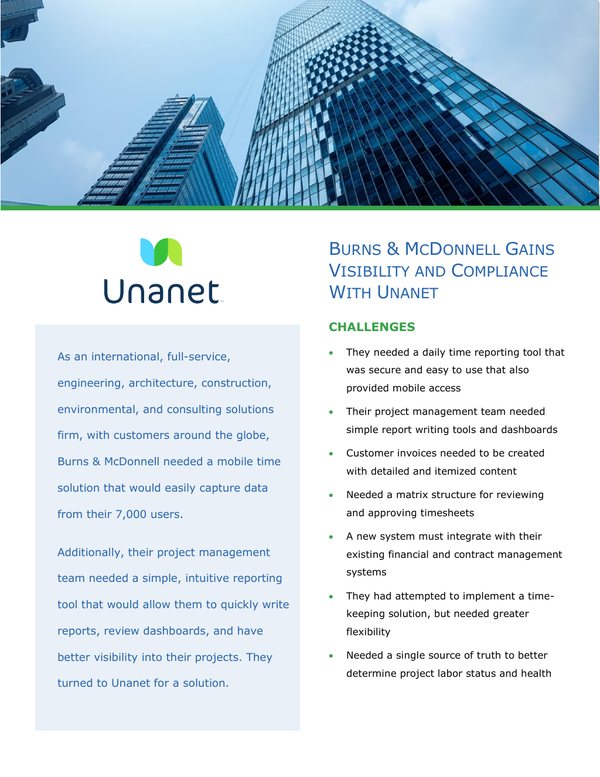 Burns & McDonnell Gains Visibility and Compliance with Unanet