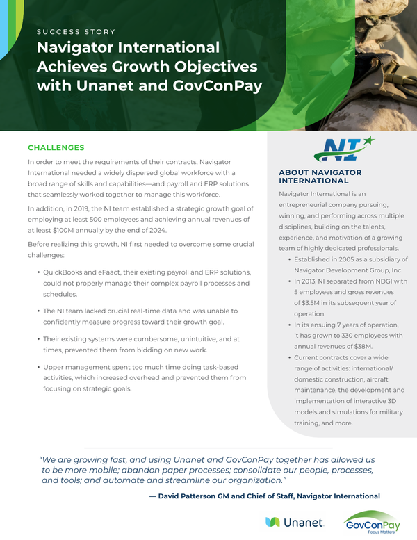 Navigator International Achieves Growth Objectives with Unanet and GovConPay