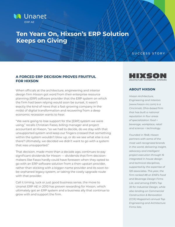 Ten Years On, Hixson’s ERP Solution Keeps on Giving