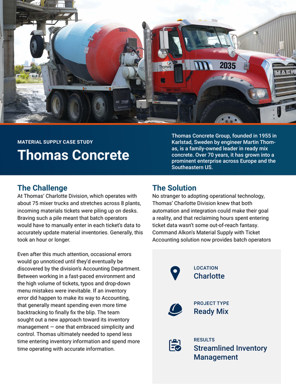 Thomas Concrete Case Study | Material Supply