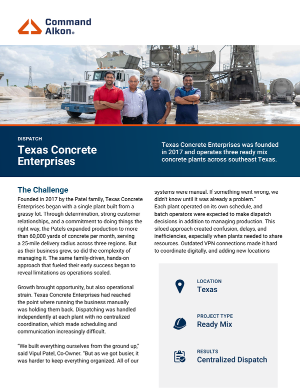 Texas Concrete Enterprises | Dispatch Case Study