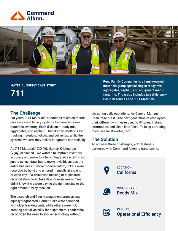 Material Supply Case Study | 711 Materials