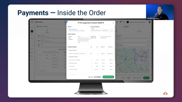 Video thumbnail for a Command Cloud Payments webinar clip about simplifying payment collection for ready mix, aggregate, asphalt, and other material producers.