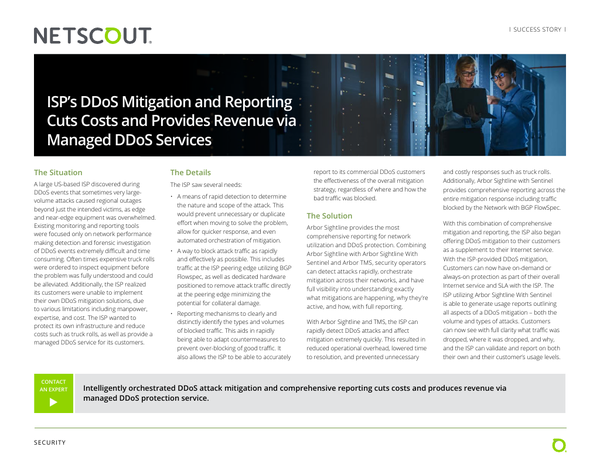 ISP's DDoS Mitigation and Reporting Cuts Costs and Provides Revenue via ...