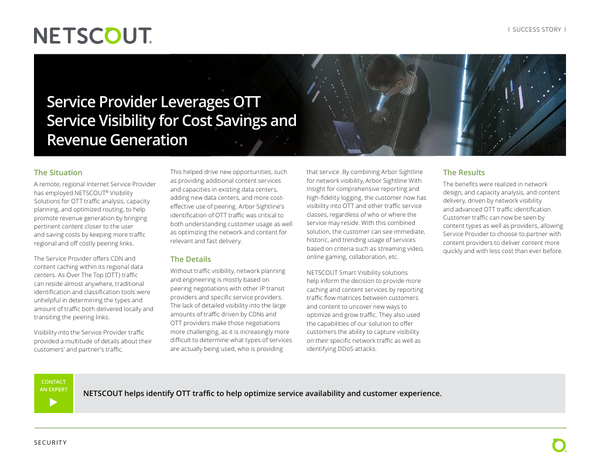 Service Provider Leverages OTT Service Visibility for Cost Savings and ...