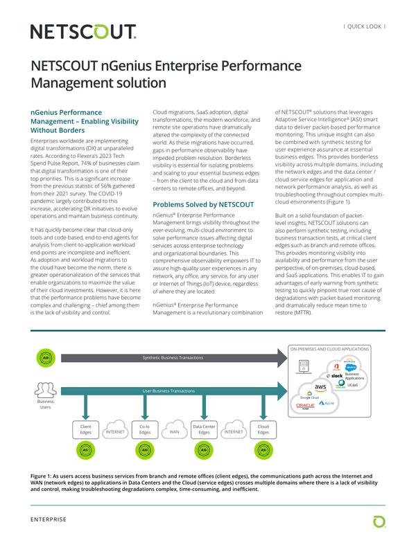 NETSCOUT nGenius Enterprise Performance Management solution