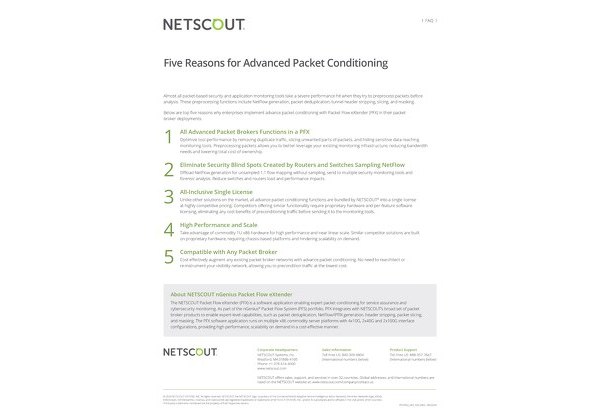 Five Reasons for Advanced Packet Conditioning Functions