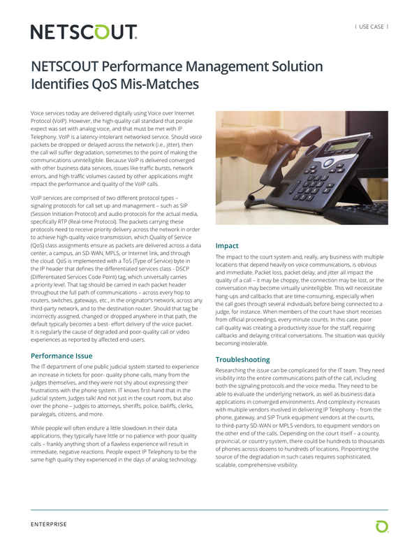 NETSCOUT Performance Management Solution Identifies QoS Mis‑Matches