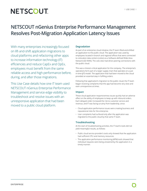 NETSCOUT nGenius Enterprise Performance Management Resolves Post ...