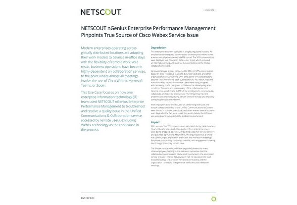 NETSCOUT nGenius Enterprise Performance Management Pinpoints True ...