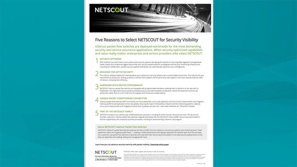 Five Reasons to Select NETSCOUT for Security Visibility