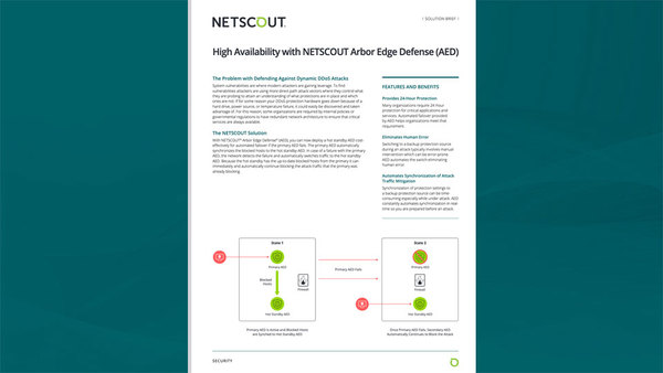 High Availability with NETSCOUT Arbor Edge Defense (AED) 8100