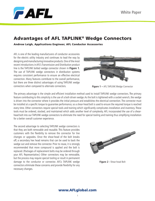 [White Paper] Advantages of AFL TAPLINK® Wedge Connectors