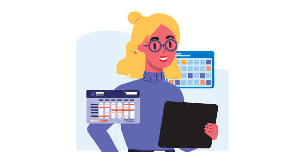 blonde woman with color samples