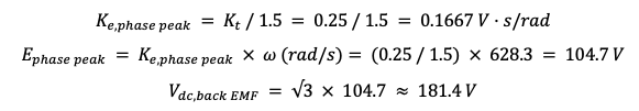 T = KtI to find the voltage generated at 6,000 rpm: