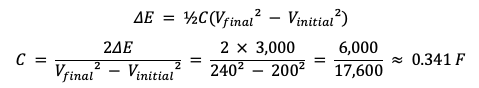 The capacitor-energy calculation is