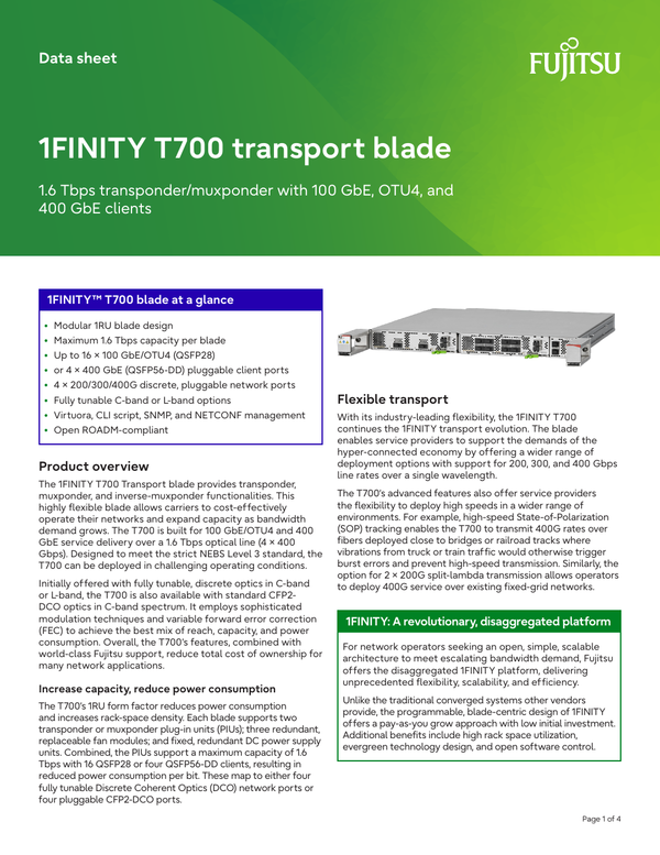 1FINITY T100 transport blade [Data Sheet]