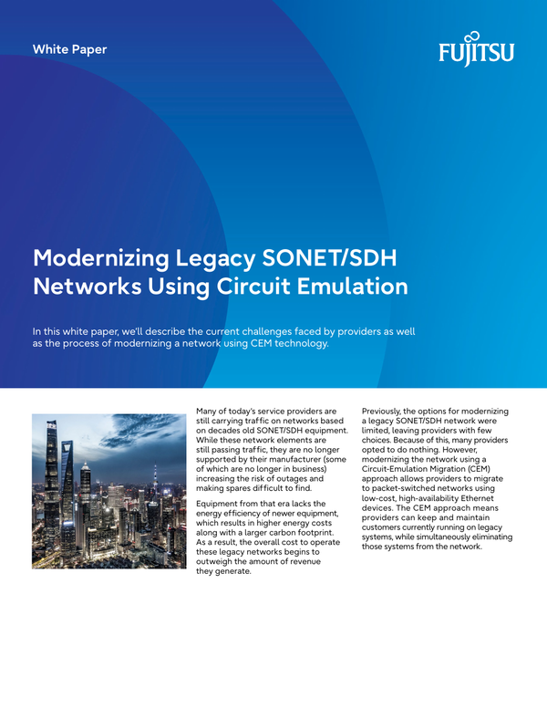 Modernizing Legacy SONET/SDH Networks Using Circuit Emulation