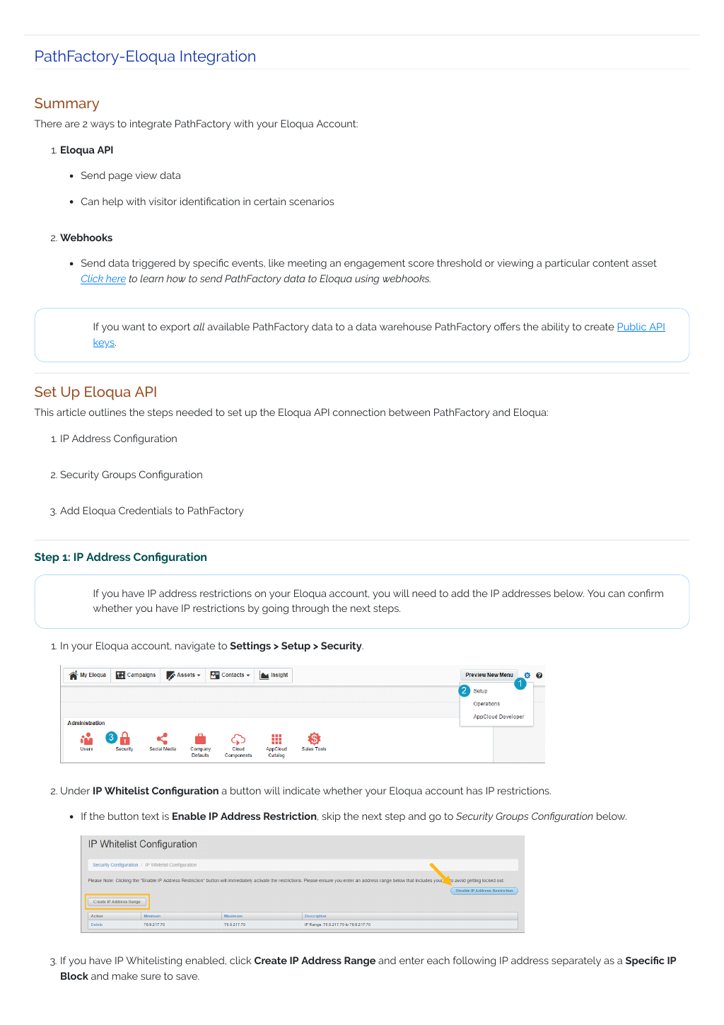 PathFactory Eloqua Integration