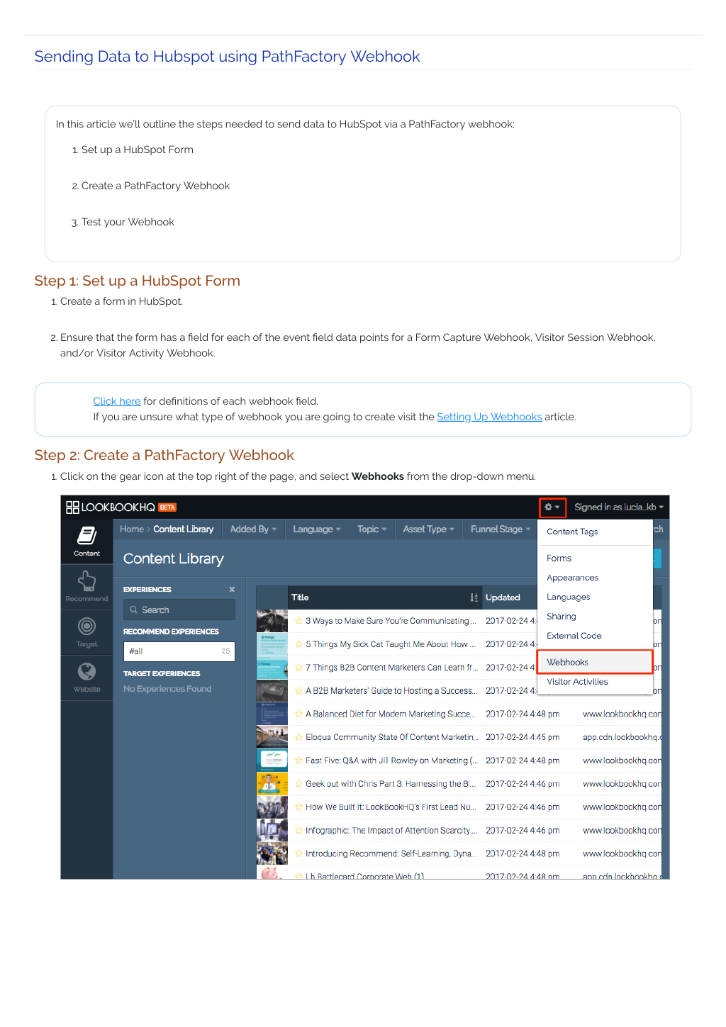 Sending Data To Hubspot Using PathFactory Webhooks