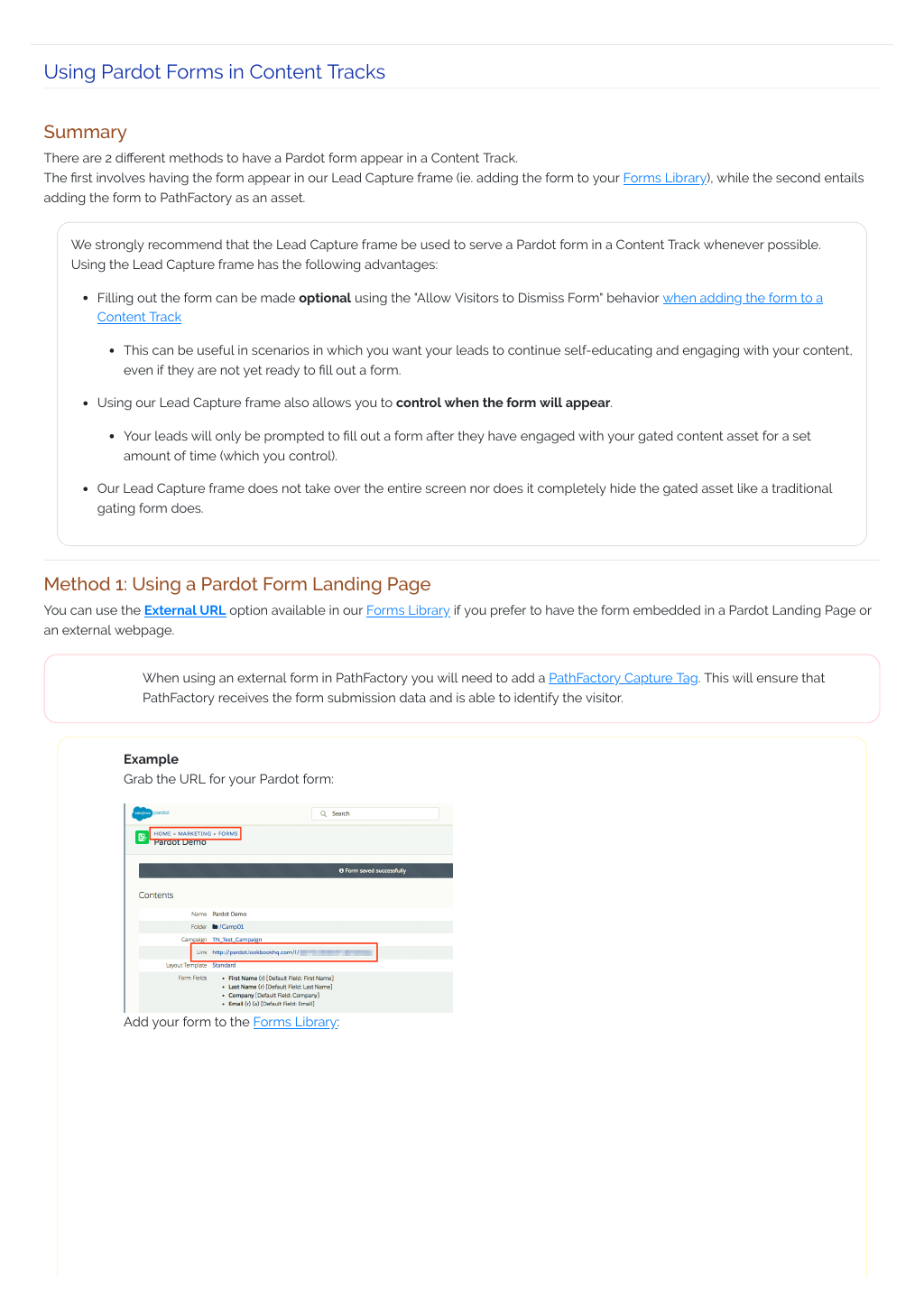 Using Pardot Forms In Content Tracks