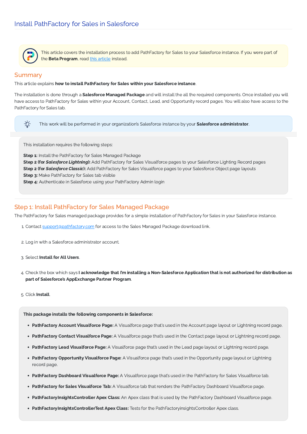 Install PathFactory For Sales In Salesforce