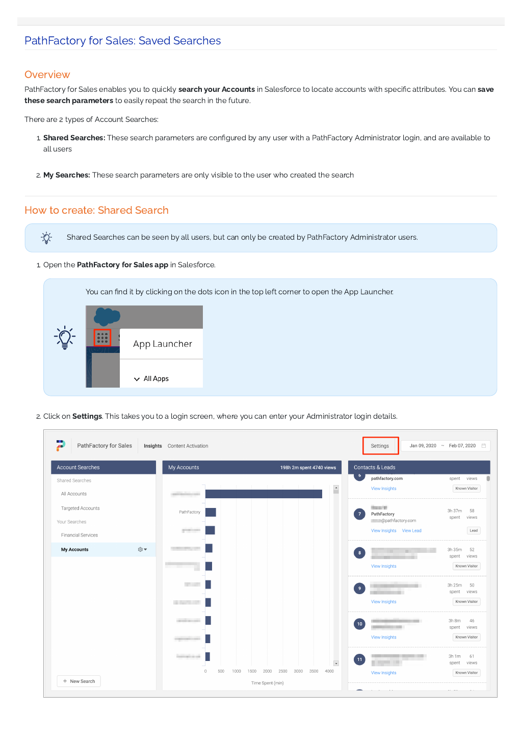 PathFactory For Sales Saved Searches