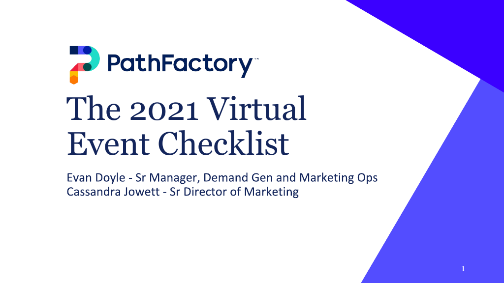 Review the slide for the 2021 Virtual Event Checklist