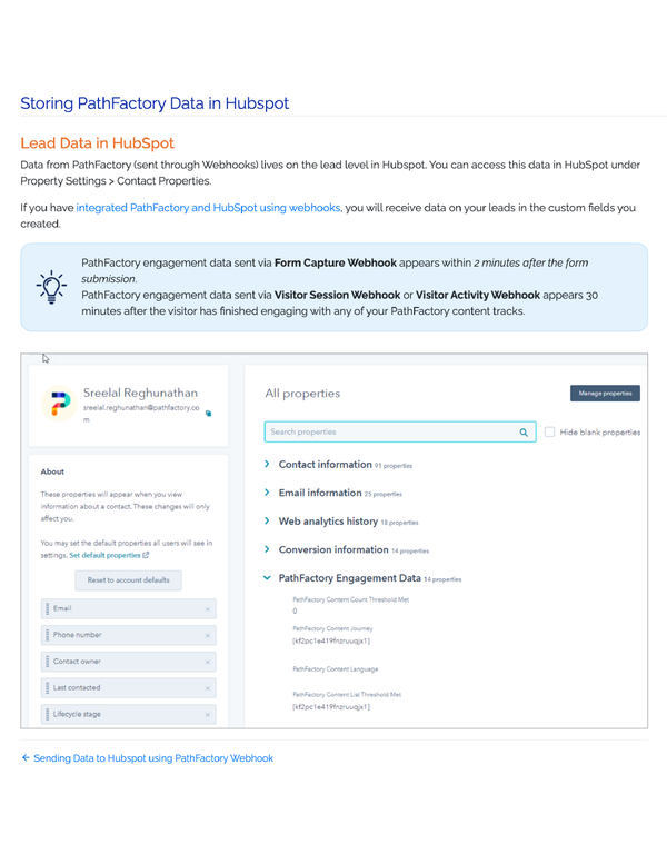 Storing PathFactory Data In Hubspot