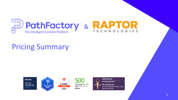 [Slides] PathFactory & Raptor Technologies - Pricing Overview