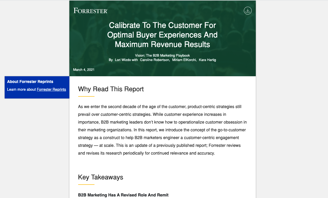 Forrester Report: Calibrate To The Customer For Optimal Buyer Experiences And Maximum Revenue Results