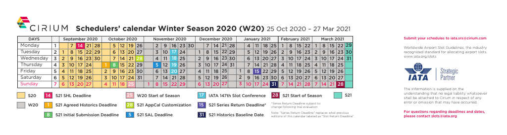 2020/2021 Schedulers' Calendar